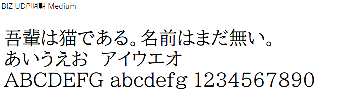 日本語,フォント,BIZ UDP明朝 Medium